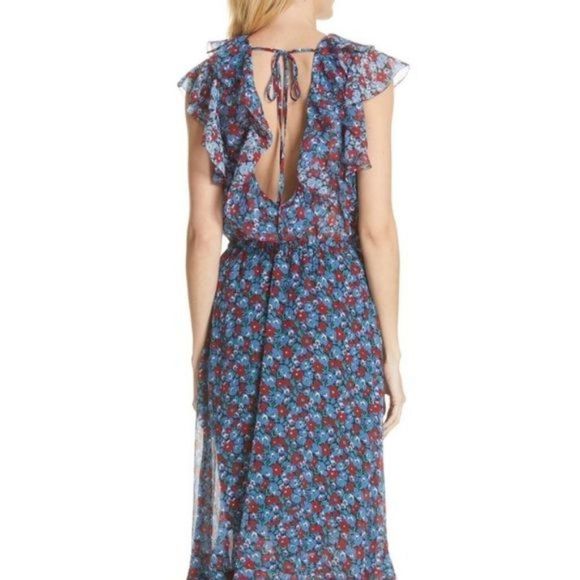 NWT, Robert Rodriguez Juliette Blue and Red Floral Maxi Dress - 4 - Picture 3 of 6